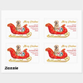 Sticker Rectangulaire Golden Retriever Chien Sleigh de Noël (Feuille)