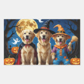 Sticker Rectangulaire Golden Retriever Chiens Citrouille Halloween Funny (Devant)