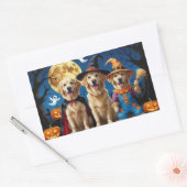 Sticker Rectangulaire Golden Retriever Chiens Citrouille Halloween Funny (Enveloppe)