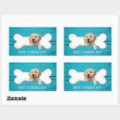 Sticker Rectangulaire Golden Retriever dans l'os de chien (Feuille)