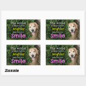 Sticker Rectangulaire Golden Retriever Derrière Un Sourire (Feuille)
