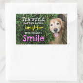 Sticker Rectangulaire Golden Retriever Derrière Un Sourire (Sac)