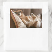 Sticker Rectangulaire Golden Retriever endormi sur Coussin (Sac)