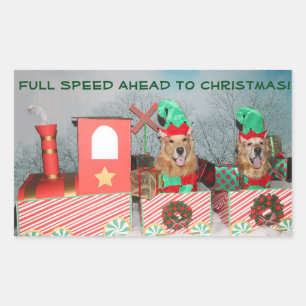 Sticker Rectangulaire Golden Retriever Full Speed à l'avant du train de