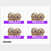Sticker Rectangulaire Golden Retriever Hello (Feuille)