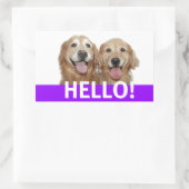Sticker Rectangulaire Golden Retriever Hello (Sac)