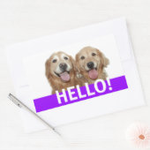 Sticker Rectangulaire Golden Retriever Hello (Enveloppe)