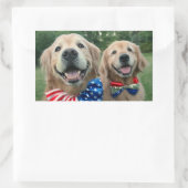 Sticker Rectangulaire Golden Retrivers in Bow Cravate Independence Day (Sac)