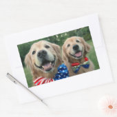 Sticker Rectangulaire Golden Retrivers in Bow Cravate Independence Day (Enveloppe)
