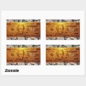 Sticker Rectangulaire Golden U.S., billet de vingt dollars avant (Feuille)