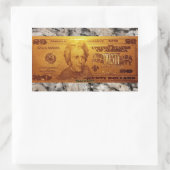 Sticker Rectangulaire Golden U.S., billet de vingt dollars avant (Sac)