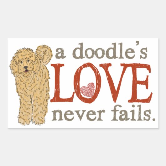 Sticker Rectangulaire Goldendoodle et Labradoodle Love (Devant)