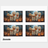 Sticker Rectangulaire Goldendoodle Halloween Éffrayant (Feuille)