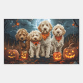 Sticker Rectangulaire Goldendoodle Halloween Éffrayant (Devant)