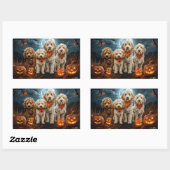 Sticker Rectangulaire Goldendoodle Halloween Épouvantable (Feuille)