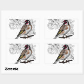 Sticker Rectangulaire Goldfinch et rose (Feuille)