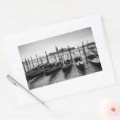 Sticker Rectangulaire Gondolas à Venise en noir et blanc (Enveloppe)