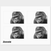 Sticker Rectangulaire Gorille noire blanche (Feuille)