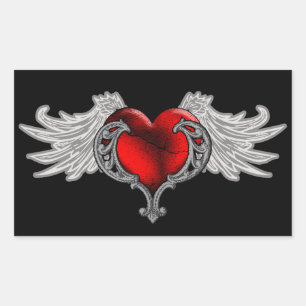 Sticker Rectangulaire Goth Heart avec Ange Wings