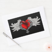 Sticker Rectangulaire Goth Heart avec Ange Wings (Enveloppe)