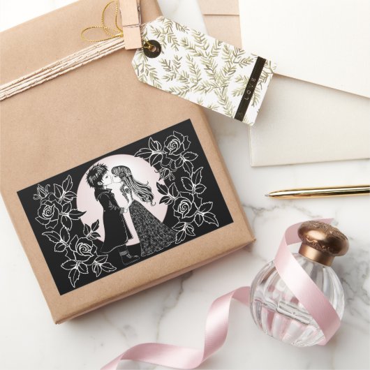 Sticker Rectangulaire Gothique Emo Enfants Kiss Valentine's Day (Cadeaux)