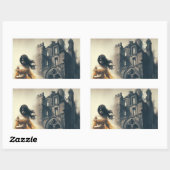 Sticker Rectangulaire Gothique Romance Livre Couverture Château Éffrayan (Feuille)