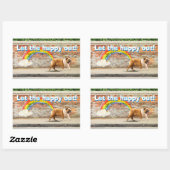 Sticker Rectangulaire Graffiti Chien et Arc-en-ciel (Feuille)