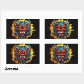 Sticker Rectangulaire Graffiti Oni Masque Illustration d'art audacieux e (Feuille)