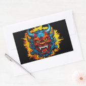 Sticker Rectangulaire Graffiti Oni Masque Illustration d'art audacieux e (Enveloppe)