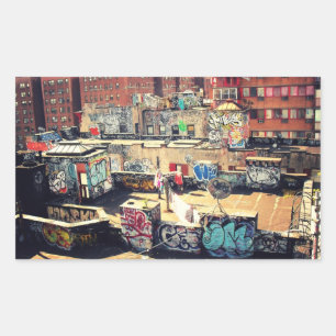 Sticker Rectangulaire Graffiti sur le toit à Chinatown