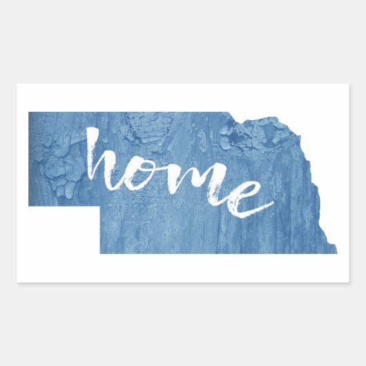 Sticker Rectangulaire Grain de bois du Nebraska à la maison (Devant)