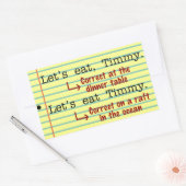 Sticker Rectangulaire Grammaire de ponctuation amusante (Enveloppe)