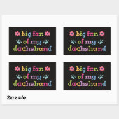Sticker Rectangulaire Grand fan de mon Dachshund (Feuille)