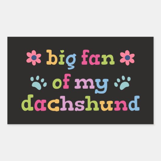 Sticker Rectangulaire Grand fan de mon Dachshund (Devant)