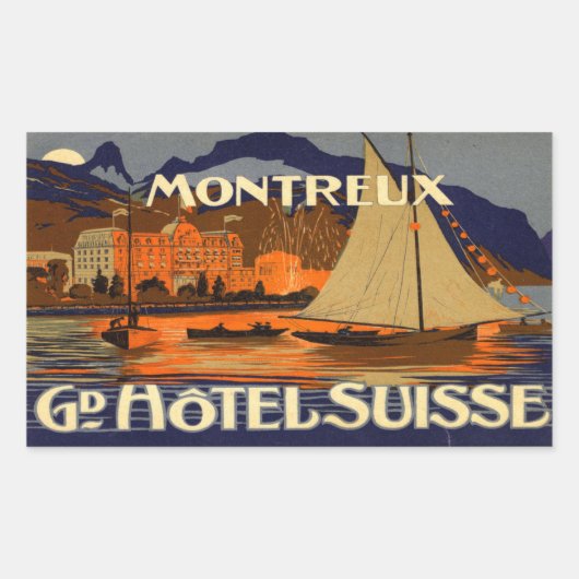 Sticker Rectangulaire Grand Hôtel Suisse Montreux (Devant)