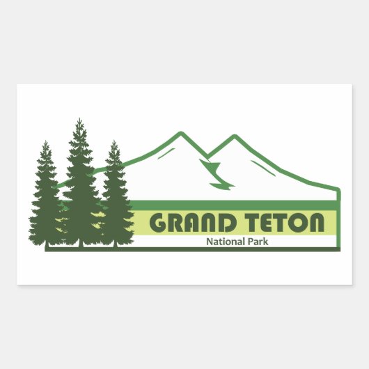 Sticker Rectangulaire Grand Teton National Park Green Stripes (Devant)