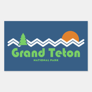 Sticker Rectangulaire Grand Teton National Park Retro