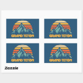 Sticker Rectangulaire Grand Teton Rétro Turquoise (Feuille)