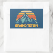 Sticker Rectangulaire Grand Teton Rétro Turquoise (Sac)