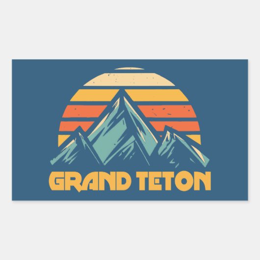 Sticker Rectangulaire Grand Teton Rétro Turquoise (Devant)