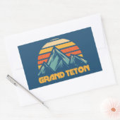 Sticker Rectangulaire Grand Teton Rétro Turquoise (Enveloppe)