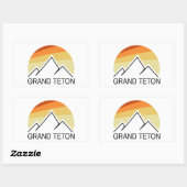 Sticker Rectangulaire Grand Teton Wyoming Retro (Feuille)