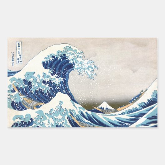Sticker Rectangulaire Grande vague au large de Kanagawa Hokusai Art japo (Devant)