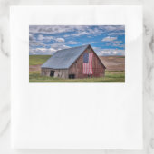 Sticker Rectangulaire Grange avec drapeau américain | Colfax, Washington (Sac)