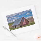 Sticker Rectangulaire Grange avec drapeau américain | Colfax, Washington (Enveloppe)