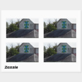 Sticker Rectangulaire Grange rurale de l'Iowa avec une courtepointe (Feuille)