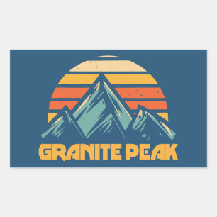 Sticker Rectangulaire Granite Peak Montana Rétro Turquoise