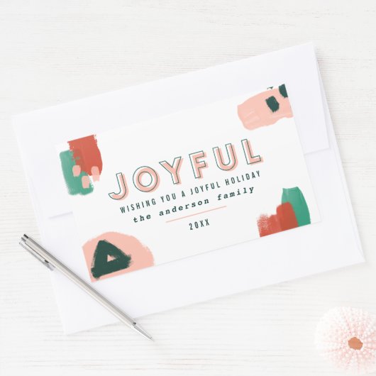 Sticker Rectangulaire Graphique abstrait moderne rouge, rose + vert joye (Enveloppe)