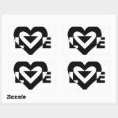 Sticker Rectangulaire Graphique d'amour cool, noir (Feuille)