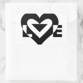 Sticker Rectangulaire Graphique d'amour cool, noir (Sac)